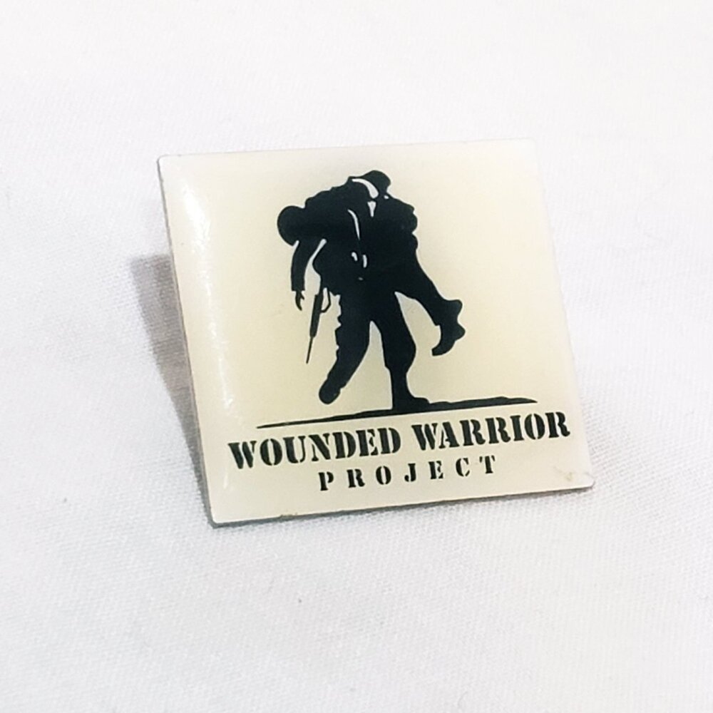 Wounded Warrior Project Hat Lapel Pin 1" Black Cream